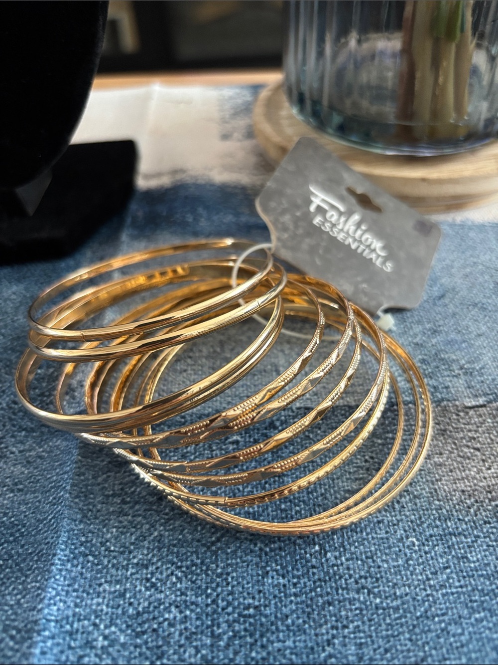 Essentials Gold Tone Multi-Texture Bangle Bracelet Set